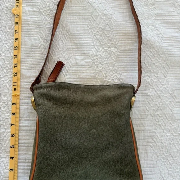 Ghurka Olive and brown trim Shoulder Bag - Picture 4 of 8